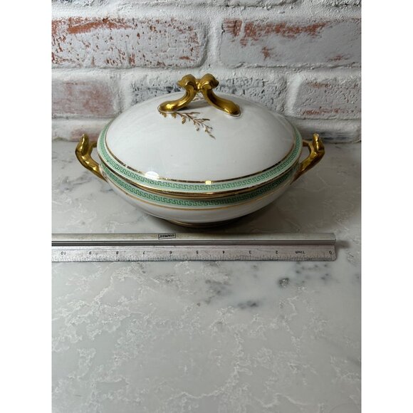 Antique Limoges D&C France L. Bernardaud & Co Covered Serving Dish Gold Accents - Picture 12 of 13